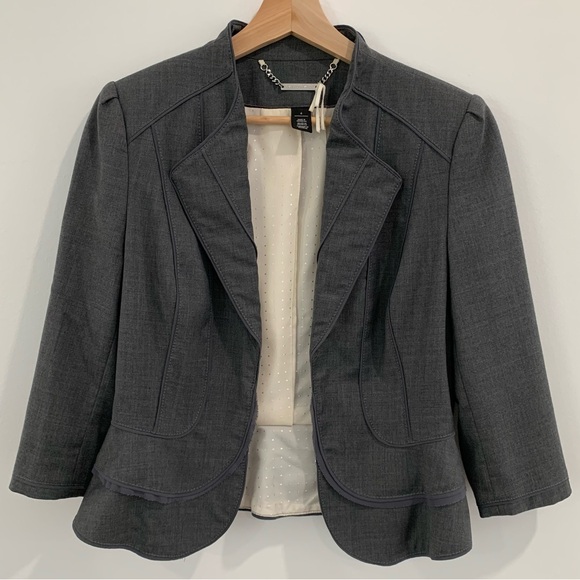 White House Black Market Gray Wool Blend Blazer 6 - Picture 4 of 8